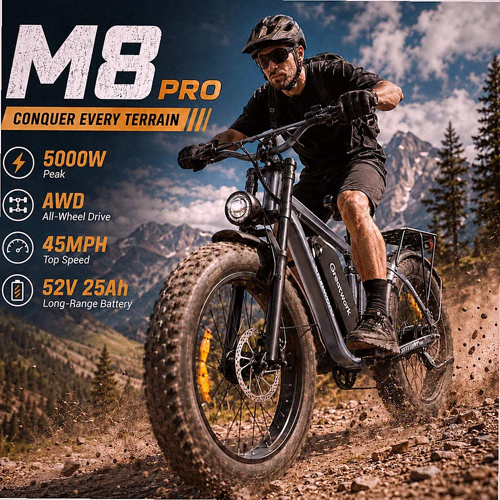 5000W Dual Motor Electric Bike for Adults 45 mph Fast Ebike 52V Mountain Bicycle